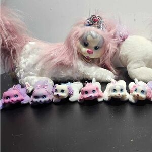 Plush Toy Set with Pink and White Dog
